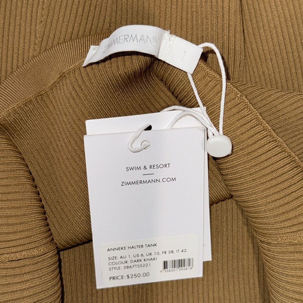 Zimmermann Camel Ribbed Halter Tank Top - Picture 13 of 15
